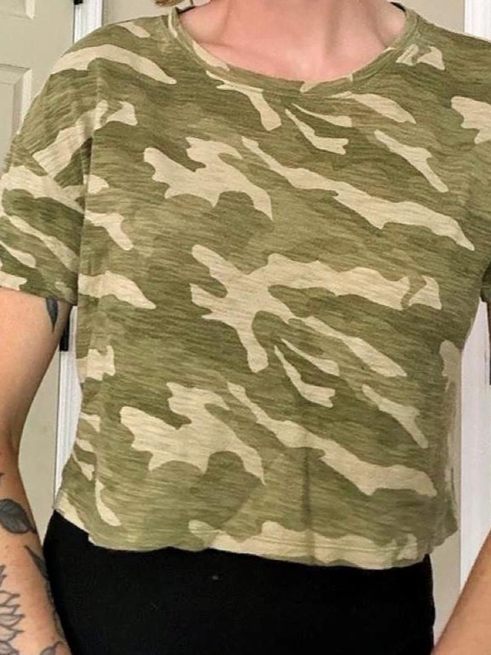 Green Camo Cropped Tee